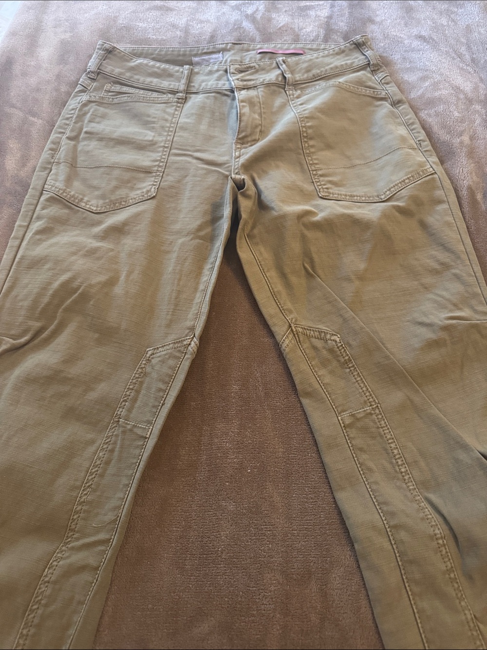 Pilcro Olive Green Cropped Utility Ankle Pants